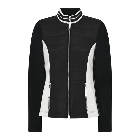 Women's Athleisure Jacket Size 16 I'CONA Full Zipper Black and White NWT